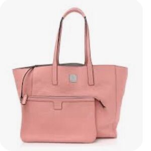 MCM-Wandel Pink/Silver Reversible Leather Shopper/Tote Bag w/bonus zip bag